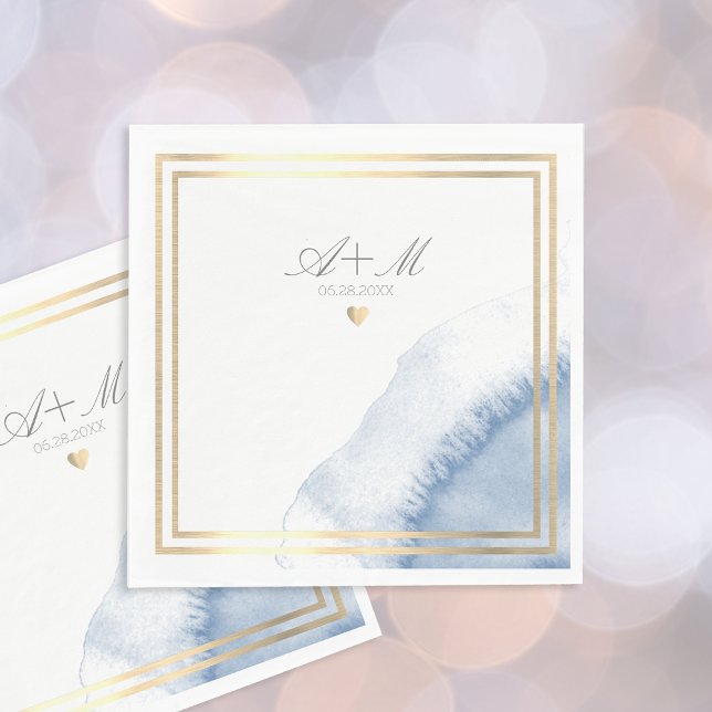 Servilleta De Papel Boda de detalles de acuarela azul (Subido por el creador)