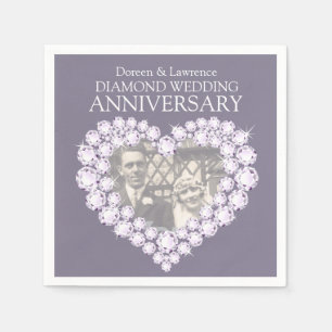 Servilleta De Papel Boda de diamantes Aniversario foto de corazón toal