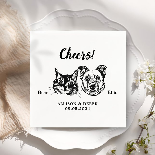 Servilleta De Papel Boda de dibujo a mano del Personalizado de Mascota (Subido por el creador)