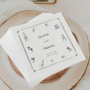 Servilleta De Papel Boda de Dinero Antiguo Blanco y Negro