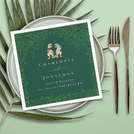 Servilleta De Papel Boda de dinosaurios Verde oscuro