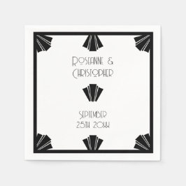 Servilleta De Papel Boda De Diseño Art Decó En Blanco Y Negro