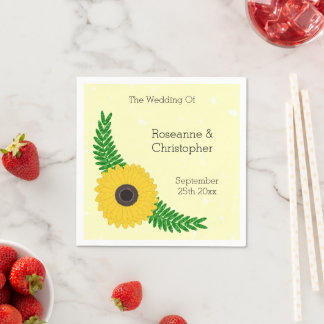 Servilleta De Papel Boda de diseño de girasol amarillo
