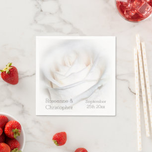 Servilleta De Papel Boda de diseño de rosa blanca