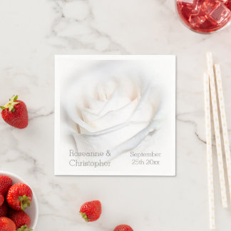 Servilleta De Papel Boda de diseño de rosa blanca
