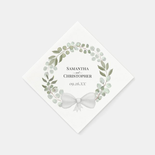 Servilleta De Papel Boda de diseño diagonal de eucalipto ruso (Borde)