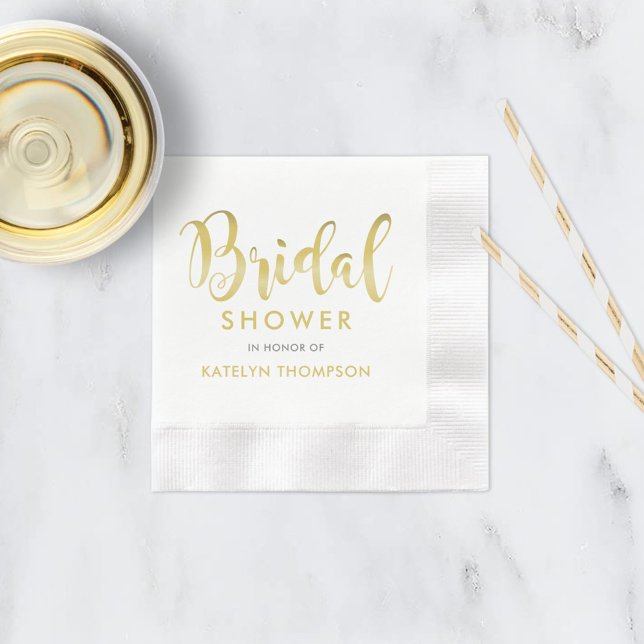 Servilleta De Papel Boda de Ducha Nupcial con Letra Dorada Moderna (Subido por el creador)