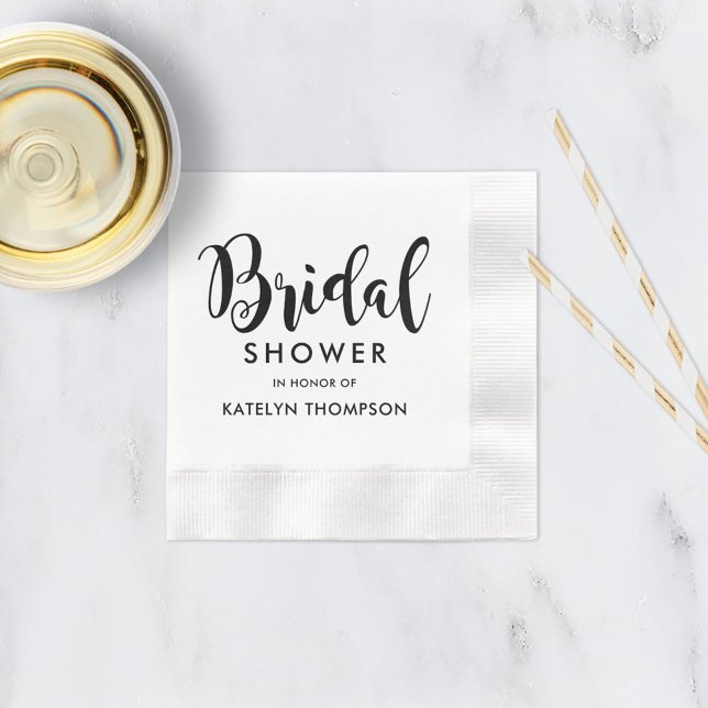 Servilleta De Papel Boda de Ducha Nupcial con Letra Negra Moderna (Subido por el creador)