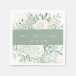 Servilleta De Papel Boda de Dusty Sage Watercolor Florals