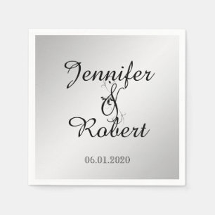 Servilleta De Papel Boda de elegancia plateada Napkin