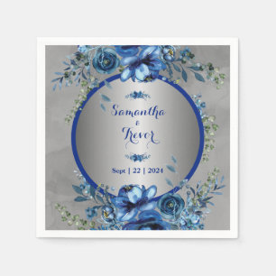 Servilleta De Papel Boda de Elegantes Flores de Plata