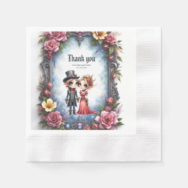 Servilleta De Papel Boda de Elfo Caprichosa Steampunk  (Anverso)