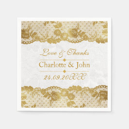 Servilleta De Papel Boda de encaje blanco real personalizado