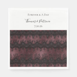 Servilleta De Papel Boda de encaje falso burgundy negro