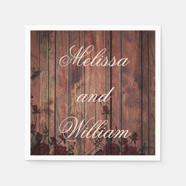 Servilleta De Papel Boda de encaje falso rojo (Anverso)