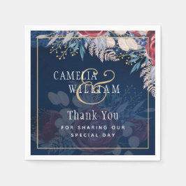 Servilleta De Papel Boda de encaje floral de borgoña azul inagotable