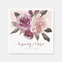 Servilleta De Papel Boda de encaje vintage floral de acuarela rústica