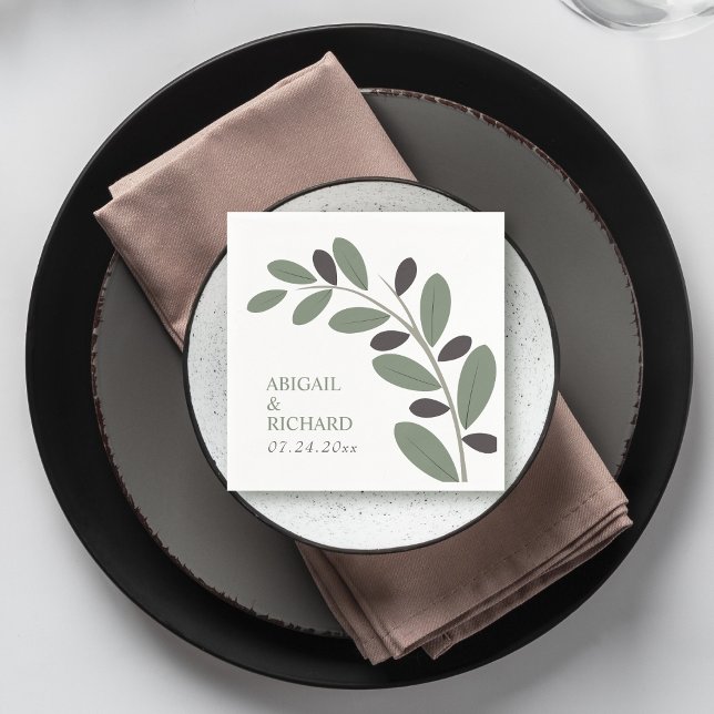 Servilleta De Papel Boda de encanto mediterráneo de rama oliva silizad (Subido por el creador)