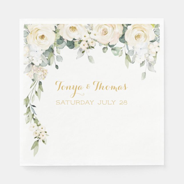 Servilleta De Papel Boda de Epifanía de Peonia Blanca (Anverso)