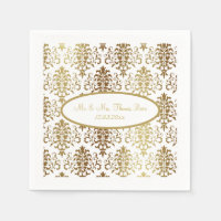 Boda de escritura blanca Damask Gold Elegant