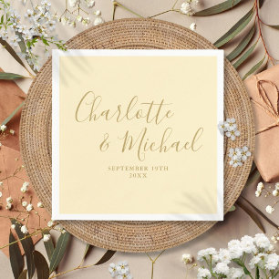 Servilleta De Papel Boda de escritura en amarillo y dorado Buttercup
