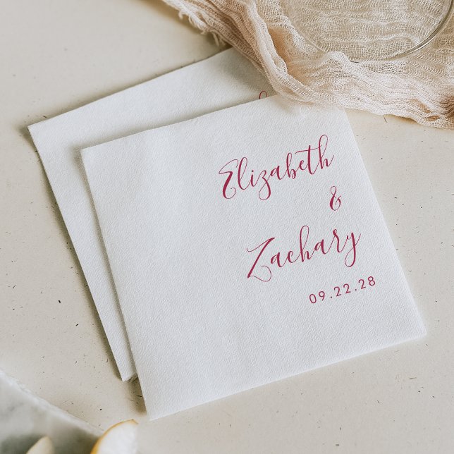Servilleta De Papel Boda de escritura magenta moderna (Subido por el creador)