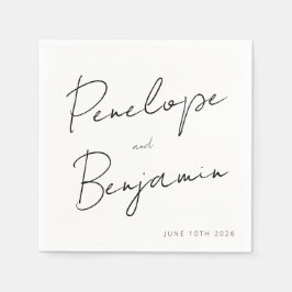 Servilleta De Papel Boda de escritura manuscrita moderna Boho White