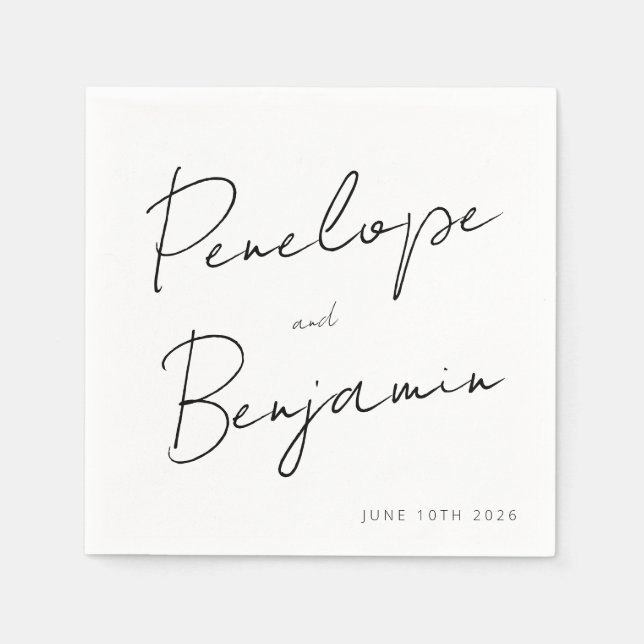 Servilleta De Papel Boda de escritura manuscrita moderna Boho White (Anverso)