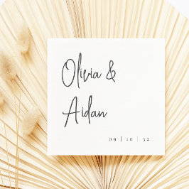 Servilleta De Papel Boda de escritura manuscrita moderna en blanco y n