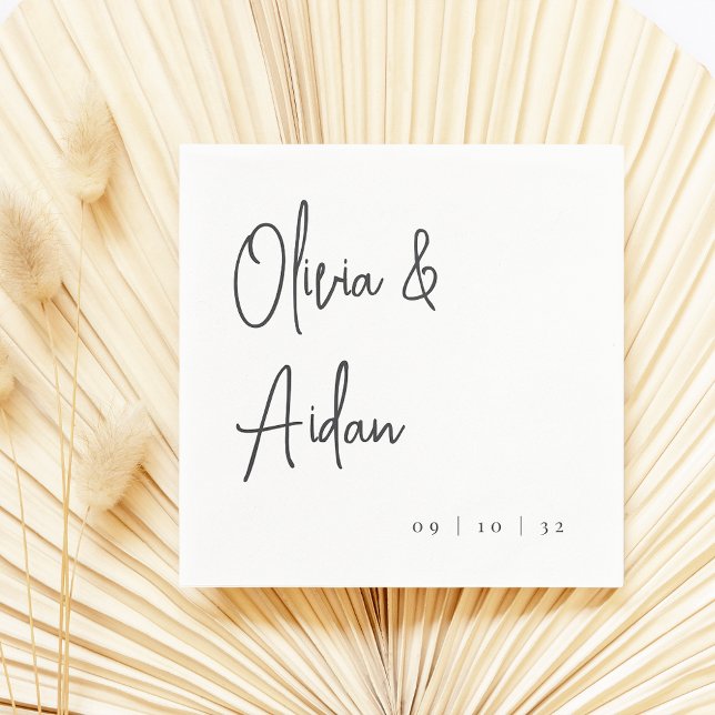 Servilleta De Papel Boda de escritura manuscrita moderna en blanco y n (Subido por el creador)