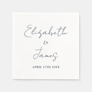 Servilleta De Papel Boda de escritura moderna azul de la marina minima