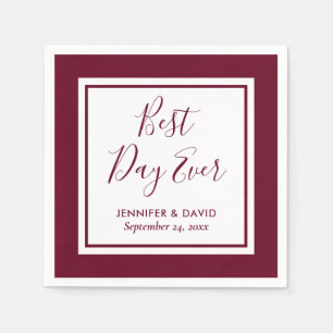 Servilleta De Papel Boda de escritura moderna de Borgoña