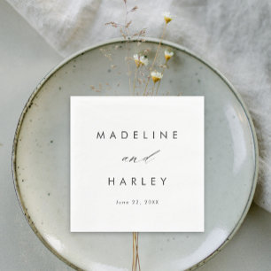 Servilleta De Papel Boda de escritura moderna en blanco y negro