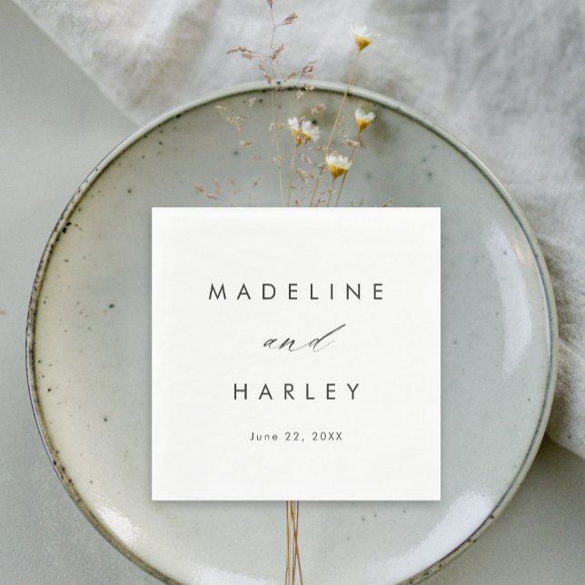 Servilleta De Papel Boda de escritura moderna en blanco y negro (Subido por el creador)