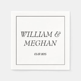 Servilleta De Papel Boda de escritura negra Minimalista simple y elega