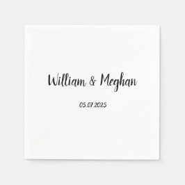 Servilleta De Papel Boda de escritura negra Minimalista simple y elega