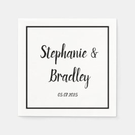 Servilleta De Papel Boda de escritura negra Minimalista simple y elega