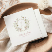 Boda de Escudo de monograma blanco Rubor blanda ro