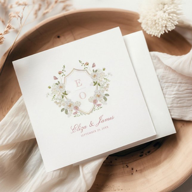 Servilleta De Papel Boda de Escudo de monograma blanco Rubor blanda ro (Subido por el creador)