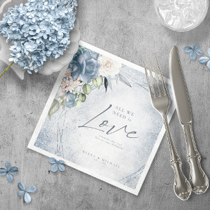 Servilleta De Papel Boda de espárragos florales Dusty Blue ID889