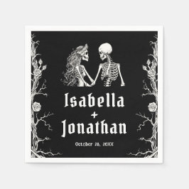 Servilleta De Papel Boda de esqueletos góticos de Halloween en blanco 