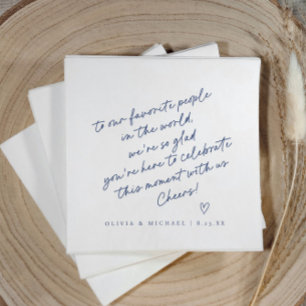 Servilleta De Papel Boda de estilo de nota de amor manuscrita en azul 