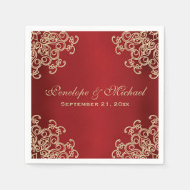 Servilleta De Papel Boda de estilo indio rojo y dorado