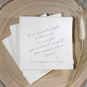 Servilleta De Papel Boda de estilo nota de amor manuscrita lavanda