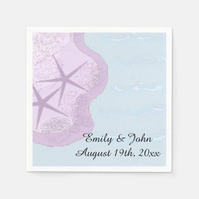 Servilleta De Papel Boda de Estrella de Mar y Océano (Anverso)