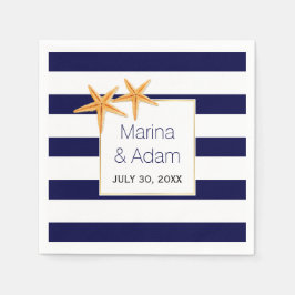 Servilleta De Papel Boda de estrellas de rayas azules y blancas de la
