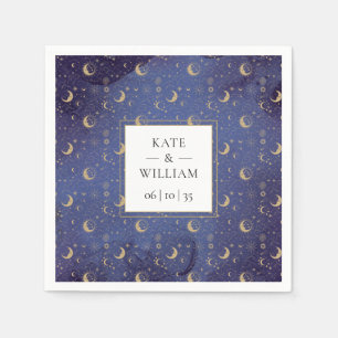 Servilleta De Papel Boda De Estrellas Y Lunas De Oro Celestiales Misti