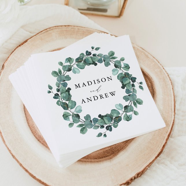Servilleta De Papel Boda de eucalipto con acuarela moderna (Subido por el creador)