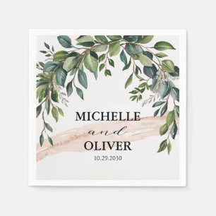Servilleta De Papel Boda de eucalipto con aquarela de moda
