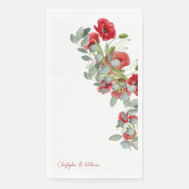 Servilleta De Papel Boda de eucalipto floral rojo